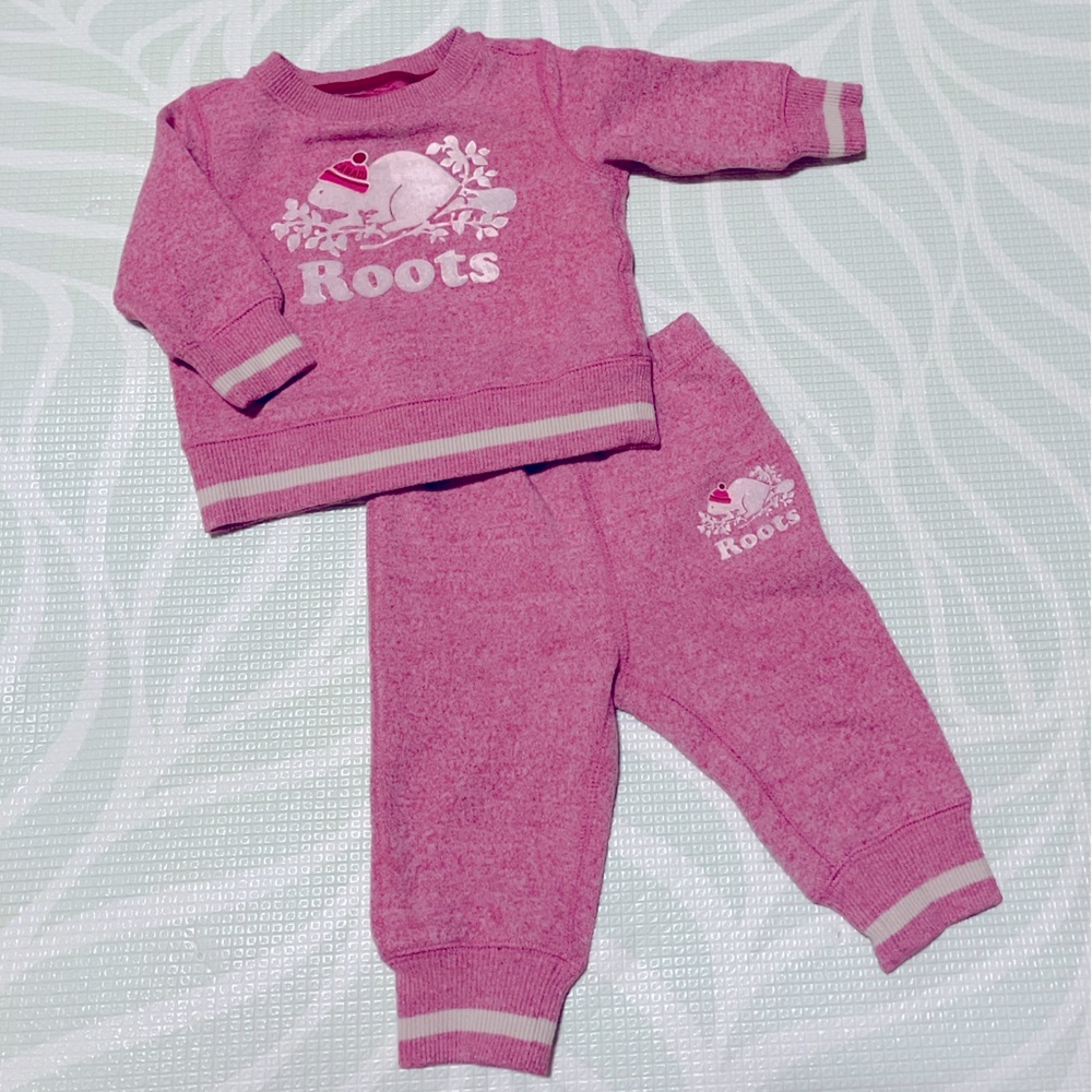 Roots Baby 6-12 Months Pink Sweats 2 piece Outfit